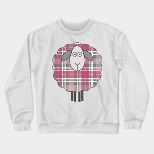 Scottish Pink, White and Grey Tartan Patterned Sheep Crewneck Sweatshirt